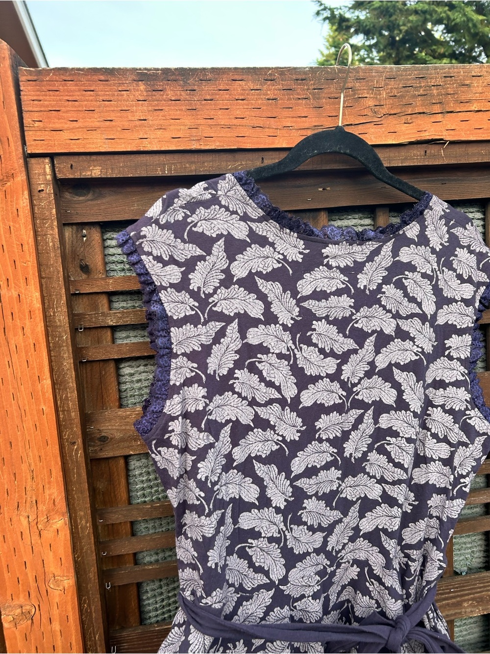Effie's Heart Navy and Ivory Leaf-Print Wrap Dress - Picture 8 of 12